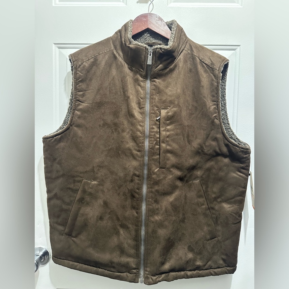 RAINFOREST Men's Dark Brown faux suede and faux shearling  lined vest.